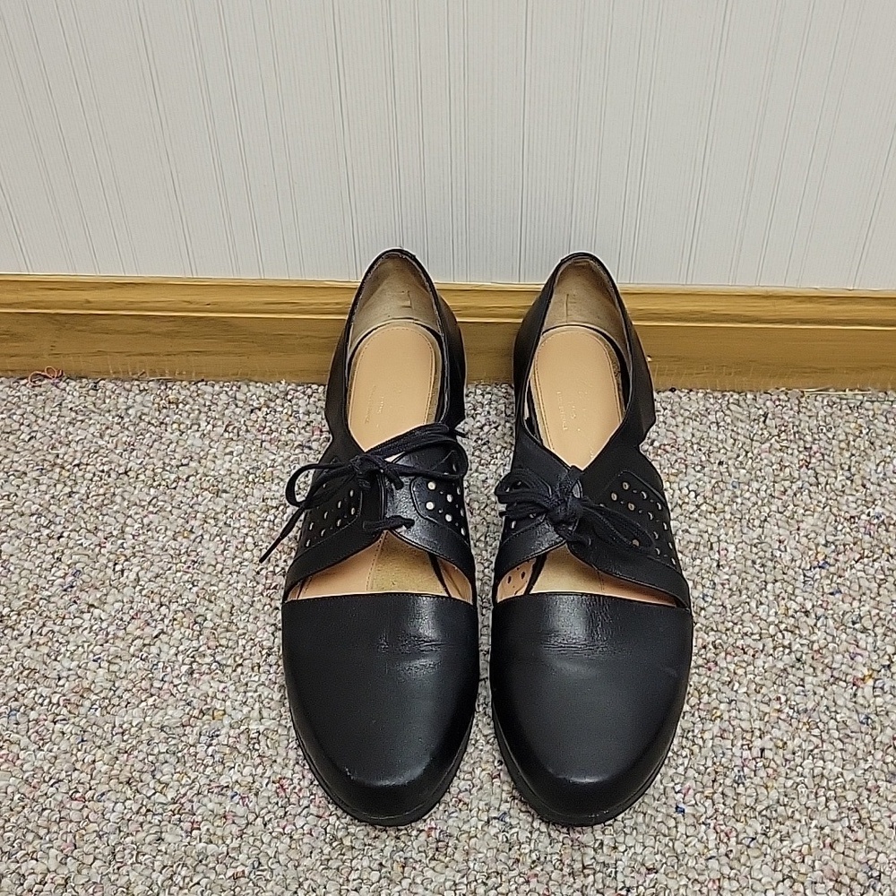 Robert Clergerie Paris, Women's Black Wedge Shoes Sz 40.5/ US 10.5 Leather